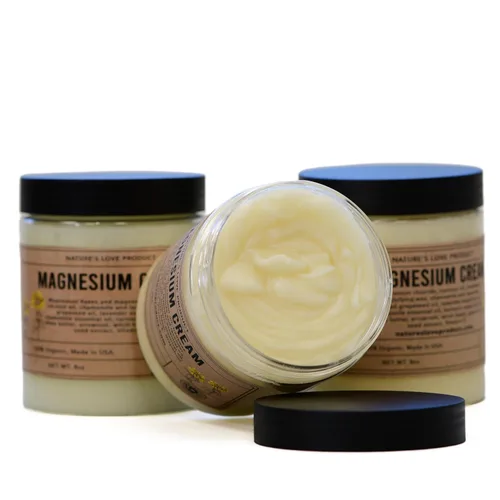Vista 4 de Nature's Love - Crema de magnesio tópica con ingredientes orgánicos naturales y aceites esenciales, alivio muscular, calambres en las piernas, apoyo