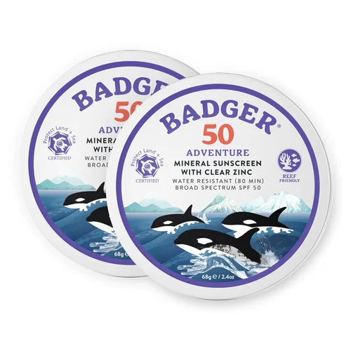 Vista 10 de Badger Protector solar biodegradable seguro para arrecifes, protector solar mineral SPF 50, 98% ingredientes orgánicos, sin perfume, resistente al
