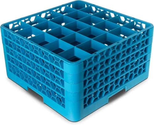 Vista 11 de Carlisle FoodService Products OptiClean Estante de Plástico con 25 Compartimentos para Vasos Divididos, Azul, 8.72