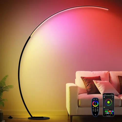 Vista 12 de Lámparas LED de cobertura ultra ancha de 2000 lm para sala de estar con 3 temperaturas de color, lámparas de pie de arco regulables blancas, lámpara