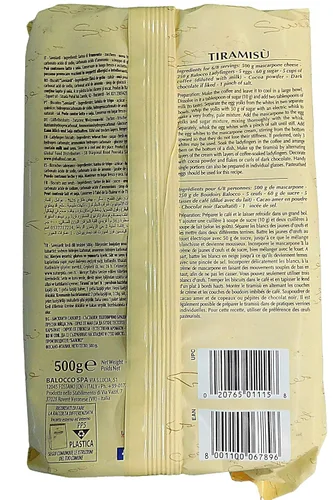 Vista 4 de Bizcochos de soletilla Savoiardi Balocco, 17.6 oz Galletas italianas para tiramisú y postres, hechas con huevos frescos, sin OMG, producto