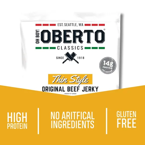 Vista 3 de ¡Oh chico! Oberto Classics Thin Style Original Beef Jerky, 1.2 onzas (Pack de 8)