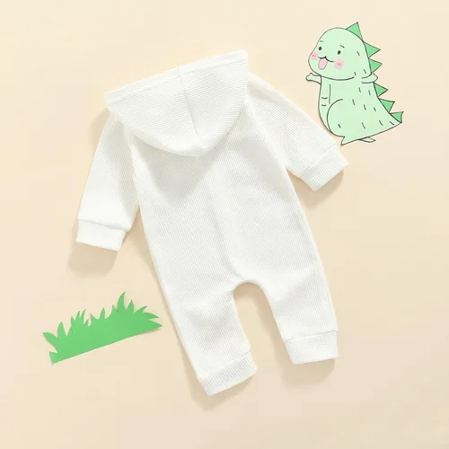 Vista 3 de Ynibbim Mameluco de invierno para recién nacido, para bebé, niño, niña, unisex, con capucha, ropa de gofre, de algodón, con botones
