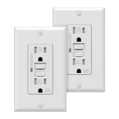 Vista 17 de WEBANG - Tomacorrientes GFCI de autocomprobación, resistentes a manipulaciones y a la intemperie, receptáculo GFCI con indicador LED, placas
