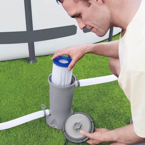 Vista 6 de Bestway Flowclear - Cartucho de bomba de filtro de agua para piscina sobre el suelo, 530 galones por hora, 120 voltios con temporizador de apagado
