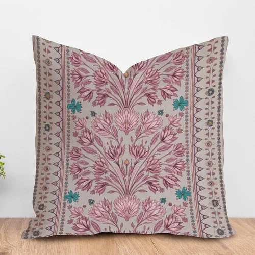 Vista 24 de ArogGeld Funda de cojín con flores verdes y blancas con flores grises y negras y hojas verdes en estilo chinoiserie, funda de almohada cuadrada