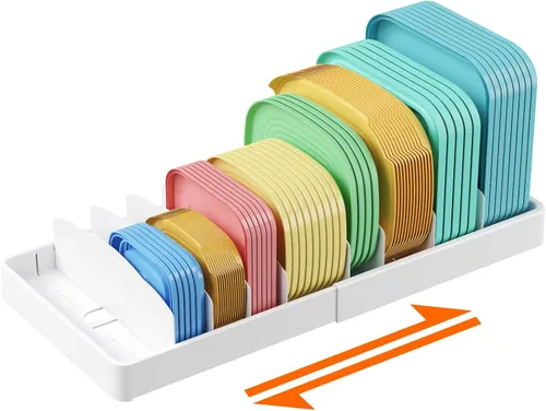 Vista 11 de Lifewit Organizador de armario de cocina para tapa de contenedor de alimentos, soporte de tapas expandibles con 8 divisores ajustables y 9 secciones