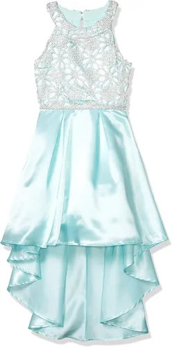 Vista 4 de Speechless Vestido de fiesta con cuello redondo para niña con dobladillo alto y bajo Oro rosa