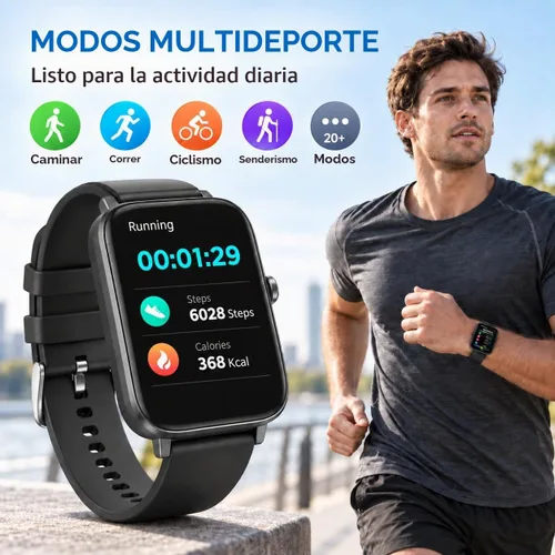 Vista 3 de Choiknbo Reloj inteligente con rastreador de fitness para teléfonos Android/iOS, pantalla táctil completa de 1.69 pulgadas con monitor de frecuencia
