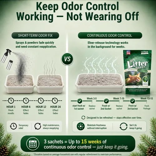 Vista 5 de Little Litter Saver Una nueva generación de desodorante de caja de arena para gatos Fórmula única para liberación lenta Aroma fresco natural