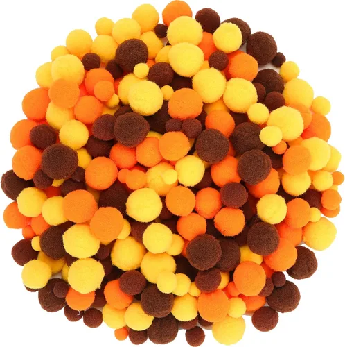 Vista 8 de Tegeme 1200 bolas de pompones para manualidades, decoración de guirnaldas de oficina en casa (negro, naranja, morado)