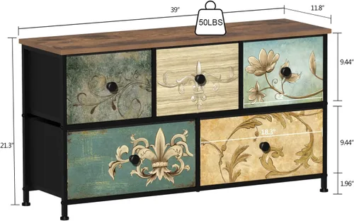 Vista 3 de Cómoda con Cajones para Dormitorio Cómoda de Tela para Closet, Cuarto de Bebé, Entrada, Perchero de Pie, Soporte de TV para Sala de Estar, Cajones
