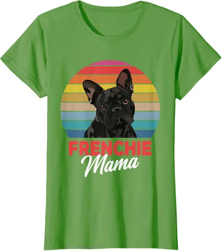 Vista 4 de Frenchie Mama - Camiseta divertida de regalo para niñas y perros Bulldog Francés, Negro, S