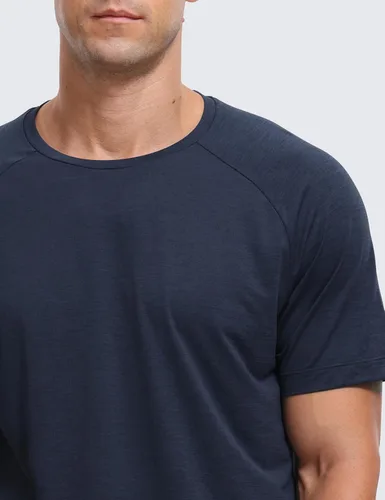 Vista 3 de CRZ YOGA Crewneck Workout Shirts for Men - Quick Dry Running Athletic T-Shirts Lightweight Basic Tops