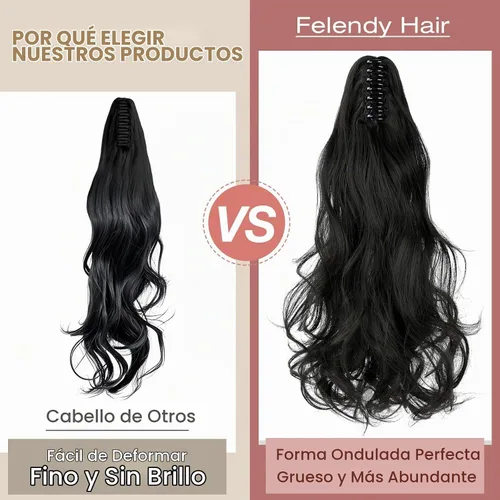 Vista 4 de Felendy Extensión de cola de caballo de 18 pulgadas, mezcla de rubio ceniza, marrón oscuro, rizado, ondulado, con clip, extensiones de cabello largo