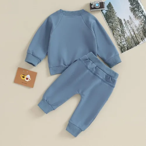 Vista 3 de AEEMCEM Conjunto de sudadera con cuello redondo y pantalones deportivos para bebé niño y niña