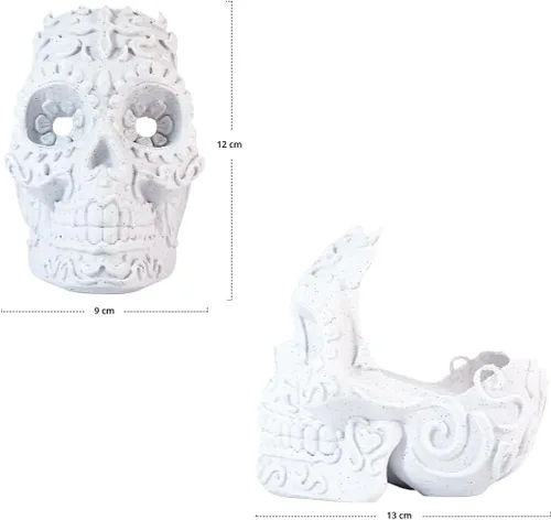 Vista 6 de impremli Base para Alexa Echo Dot 4G y 5G tipo calavera ornamental (blanco granito)