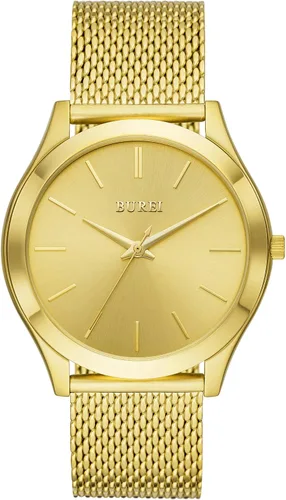 Vista 19 de BUREI Relojes para hombre de moda analógicos de acero inoxidable con movimiento de cuarzo impermeables, regalo para hombres.