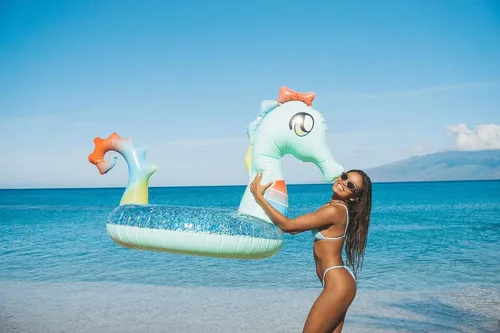Vista 3 de Poolcandy - Flotador inflable de animal para piscina, tamaño extra grande de 48 pulgadas, múltiples estilos de animales
