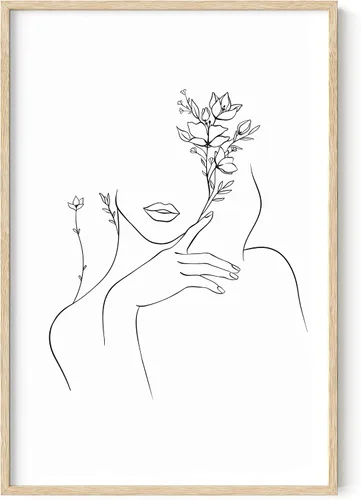Vista 31 de HAUS AND HUES Arte de pared minimalista - Dibujo moderno de líneas abstractas, impresión de boceto femenino simple, obra de arte para el hogar
