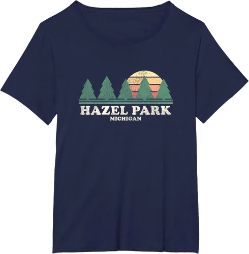 Vista 16 de Hazel Park MI - Camiseta vintage con diseño retro de los años 70, Azul / Patchwork, S