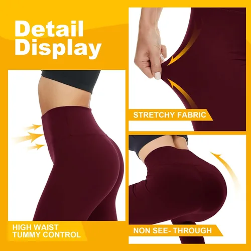 Vista 2 de Opuntia Paquete de 2 leggings de cintura alta con forro polar para mujer, pantalones cálidos de invierno, control de abdomen, yoga, senderismo