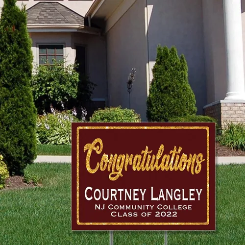 Vista 5 de Congratulations Class of 2024 Graduate Personalized Yard Sign with Metal Stake, Custom Graduation Party Personalized Lawn Sign