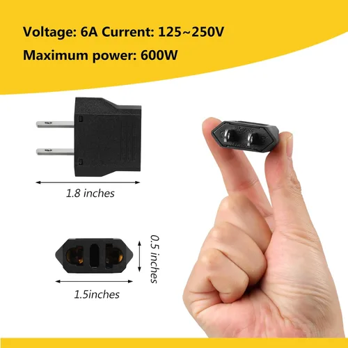 Vista 2 de 6 Pack Adaptador de Enchufe Europeo a EE. UU., Adaptador de Enchufe de Salida Europeo a Americano Pequeño para Viajes, Adaptador de Enchufe Europeo