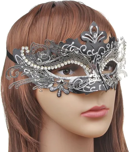 Vista 3 de IETANG - Antifaces venecianos para parejas, baile de máscaras, accesorios de disfraz o fiesta, 1 par