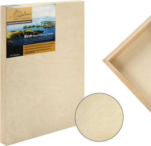 Vista 2 de Da Vinci Pro Panel de madera de abedul de 7/8 pulgadas de profundidad, panel individual de 12 x 16 pulgadas, textura fina, resistente a