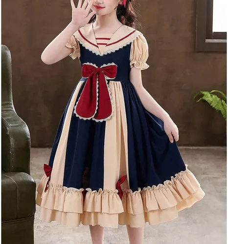 Vista 3 de MMLLZEL - Vestido de cosplay para niños, vestido de princesa Lolita, vestido de fiesta de cumpleaños para niñas (color D, talla 170)
