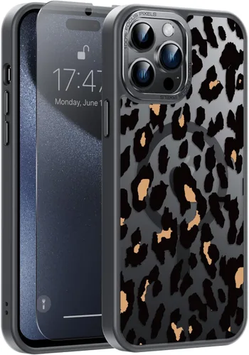 Vista 87 de Goodon para iPhone 15 Pro Max con protector de pantalla de privacidad, compatible con Magsafe, funda translúcida mate a prueba de golpes - Linda