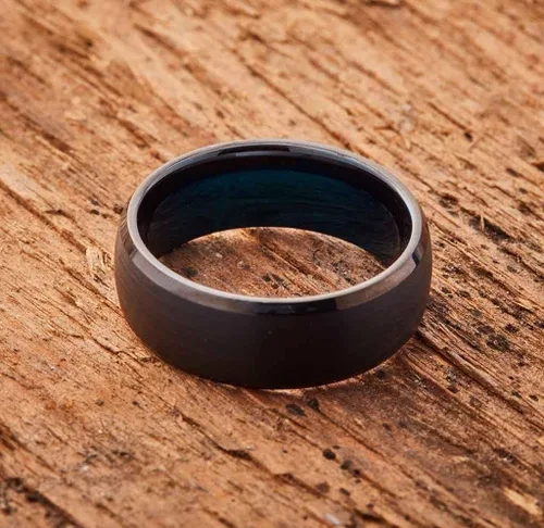Vista 4 de EMBR Bands Rings For Men Tungsten Silver & Black Inner-Band Colors 4 & 6 & 8mm Durable Jewelry Wedding Bands