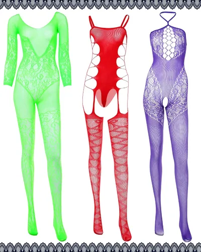 Vista 4 de SATINIOR 12 piezas de lencería de malla para mujer, lencería de encaje para mujer (estilo caliente)