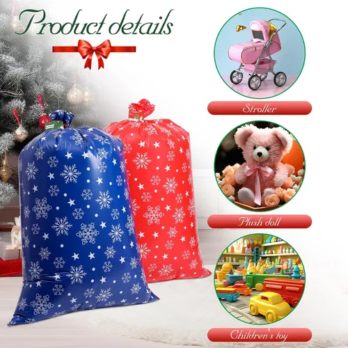 Vista 5 de 2 bolsas de regalo de Navidad de 36 x 56 pulgadas, extra grande, bolsa de regalo gigante, bolsa de envoltura de regalo, bolsas de regalo grandes