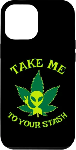 Vista 25 de iPhone 16 Alien Weed Leaf Stoner 420 Stash Fiction Pot Lovers Design Case
