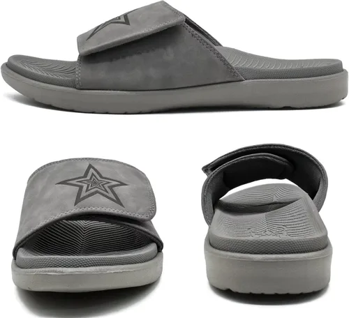 Vista 6 de KuaiLu Sandalias deportivas para hombre con cojín suave y soporte de arco para fascitis plantar, puntera abierta, ajustables, para interiores