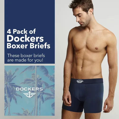 Vista 2 de Dockers Mens Boxer Briefs Microfiber Mens Boxers Underwear for Men Pack of 4