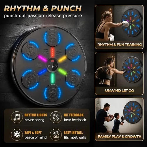 Vista 4 de 2026 New Music Boxing Machine for Adults & Kids,Wall Mounted Punching Bag
