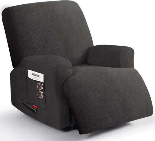 Vista 43 de 3 fundas elásticas para sillas reclinables, fundas de tela de felpa y protectores duraderos de muebles para niños y mascotas (1 plaza, negro)
