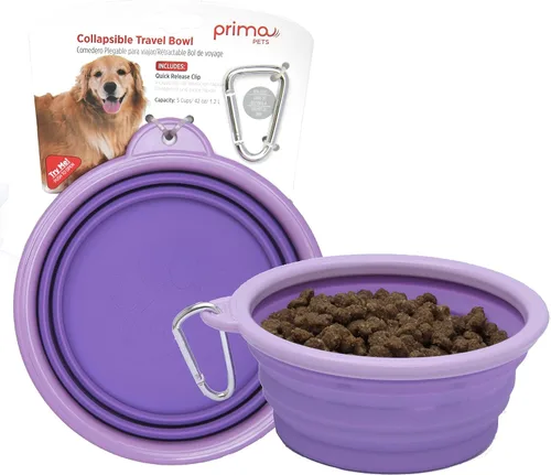 Vista 11 de Prima Pet Plegable Silicona Food & agua Tazón con clip de viaje para perro y gato, tamaños disponibles: pequeño (1,5 tazas) & Grande (5 tazas), Agua