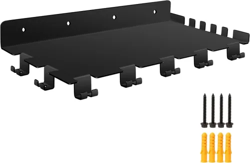 Vista 2 de Estante flotante de 16.5 pulgadas compatible con accesorios tonales, organizador de gimnasio, estantes de pared con ganchos, almacenamiento
