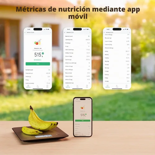 Vista 3 de Báscula de cocina inteligente Bisonbody con rastreador de nutrición y aplicación Bluetooth