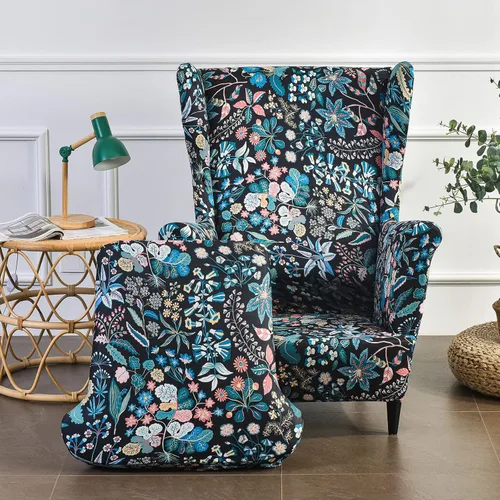 Vista 11 de Eco-Ancheng Funda para silla Wingback, 2 piezas, respaldo de ala, fundas de elastano para sillón con respaldo de ala, fundas para sillón con parte