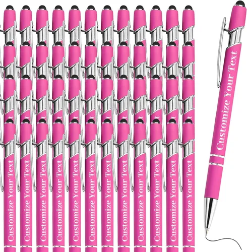 Vista 14 de Hasta 500 bolígrafos personalizados a granel con lápiz capacitivo, grabado, juego de bolígrafos con tu nombre, texto para mujeres de negocios