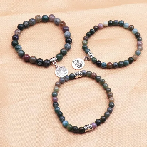 Vista 3 de UEUC 7 - Brazalete curativo de 7 chakras de hematita para mujer, juego de brazalete difusor con dije de flor de loto para yoga o reiki, brazalete