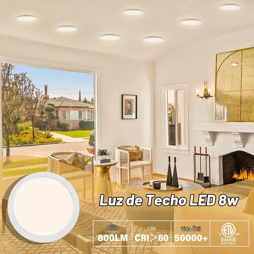 Vista 5 de Lámpara de techo de montaje empotrado - Certificada ETL - LED de 3,000 K y luz blanca cálida de 5 pulgadas, diseño redondo ultradelgado de 0.63