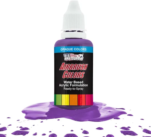 Vista 11 de U.S. Art Supply Pintura acrílica opaca para aerógrafo color azul aguamarina, botella de 1 onza, colores a base de agua no tóxicos de grado