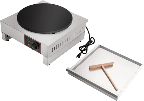 Vista 3 de Máquina eléctrica de crepé, máquina antiadherente de 16 pulgadas y 1700 W, plancha de crepes de placa plana comercial con luces indicadoras LED