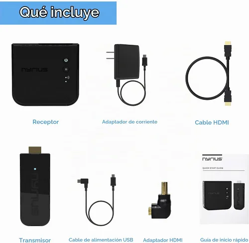 Vista 7 de Nyrius Transmisor y receptor de video HDMI inalámbrico Aries Pro+ para transmitir video de 1080p hasta 165 pies desde laptop, PC, caja de cables